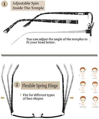 Blue Light Blocking Reading Glasses for Women - 3 Pack with Metal Oval Frame, Spring Hinge, Anti Blue Ray - 225 Magnification Strength