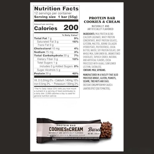 BarebeIIs Protein Bar Variety Pack Sampler, Protein Snacks with 20g of High Protein (10 Pack)