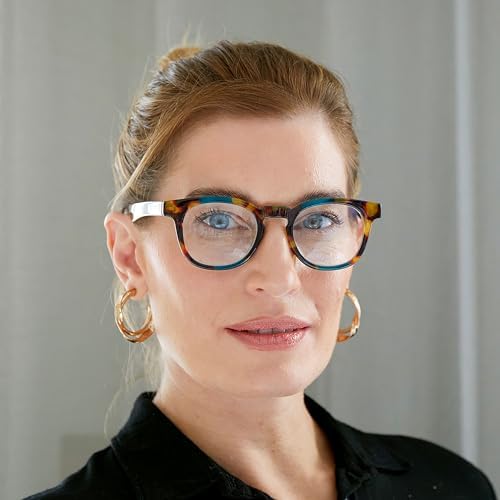 OPULIZE AVA Reading glasses for Women Men,Scratch Resistant Round frame with Spring Hinges, Mixed - Brown With Pink Purple Red Turquoise +2.5 (Pack of 4)