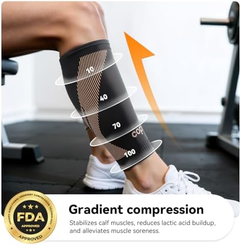 Plus Size Copper-Infused Calf Compression Sleeves for Men & Women 1 Pair [Medical-Grade & Ultra Comfort] Leg Compression Sleeve for Shin Splint Relief, Varicose Veins,Calf Sleeve for Running(X-Large)