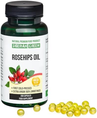 Siberian Green Rosehips Seed Oil Capsules 200 Softgels Wild Harvested Siberia Altai Cold Pressed Unrefined
