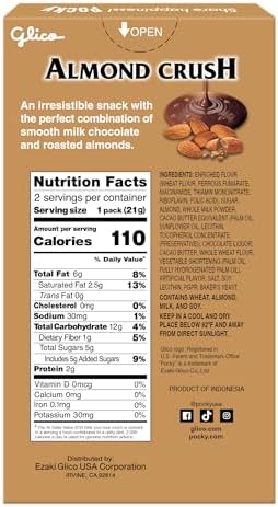 Pocky Almond Crush Biscuit Sticks – Chocolate Cream Covered with Real Almonds – (Pack of 10 boxes, 1.45 oz/each)
