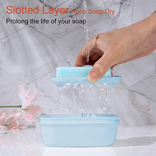 Quatish 3 Pack Travel Soap Case Leakproof, Portable Travel Bar Soap Holder Container with Lid for Camping, Gym, Multicolor