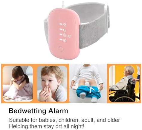 Bed Wetting Alarm for Kids, USB Rechargeable, Pee Alarms with Loud Sound & Strong Vibration, Potty Training for Boys Girls, Pink