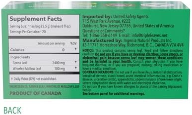 Triple Leaves Brand Nutra-Slim Tea (20 Tea Bags), Extra Strength Dieters’ Tea