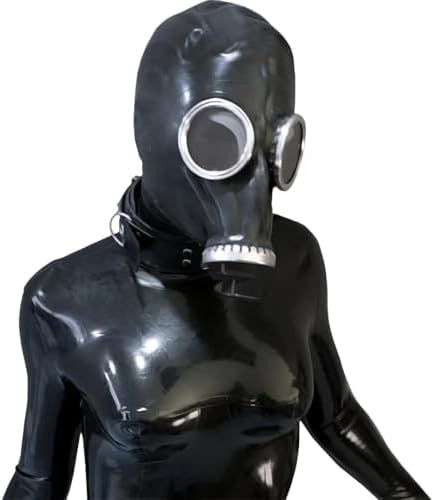 ABWL Latex Cosplay Gas Mask,Full Face Steampunk Mask for Men Women,Rubber Halloween Game Masks Masquerade Costumes Clubwear
