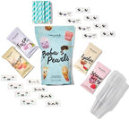 Thoughtfully, Mini Boba Pearl Party Set, Makes 16 Tasting Portions of Bubble Tea, Includes 4 Flavors, Cups, Lids, Straws, & Stickers, Boba Milk Tea Party Kit