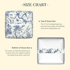 Blue Flower and Bird Tissue Box Cover Leather Tissue Box Holder Square Facial Paper Organizer Dispenser for Bathroom Kitchen Bedroom Vanity Countertop Night Stands