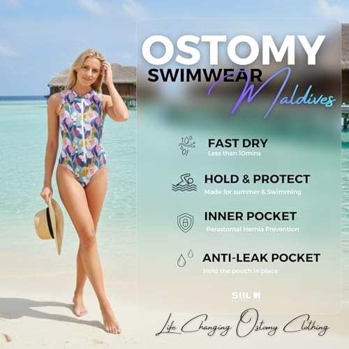 SIIL Ostomy Bag Covers Ostomy Swimwear for Women - for Colostomy Ileostomy Urostomy Bags - Ostomy Supplies - Made in Europe