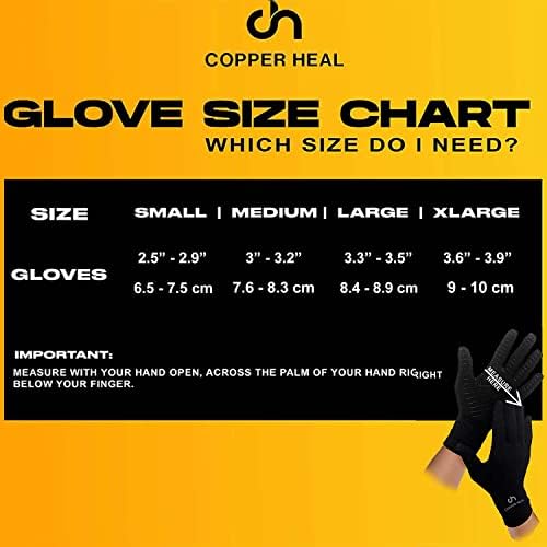 COPPER HEAL Copper Compression Gloves (PAIR) for Men and Women - Highest Copper Infused FULL FINGER Compression Gloves Hand