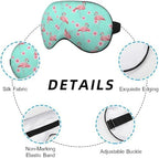 Pink Flamingo Eye Mask Sleeping Mask Tropical Pink Flowers Blue Sleep Masks Silky Soft Eye Cover for Women Men Shading Blindfold for Air Travel Sleeping