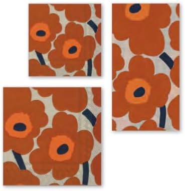 IHR Ideal Home Range Cocktail Napkins Marimekko Disposable 3-Ply Paper Party Napkin Pack, 5" x 5", Unikko Terracotta, 20-Count