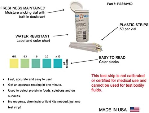 Residual Protein Food Test Strips, 0-10 g/L [Vial of 50 Strips]