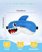 Miss Adola Sleep Mask for Kids - Valentines Gift for Kids Cute Plush Fuffy Sleeping Eye Cover Kawaii Soft Eyeshade Animal Eye Blindfold for Girls Boys Teens with Adjustable Strap, Shark