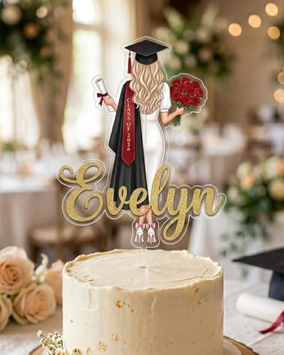 Personalized Graduation Cake Topper, Custom Name Class of 2026 Cake Decoration, Graduation Party Cake Topper for High School College Senior, Custom Acrylic Cake Topper Keepsake Style4