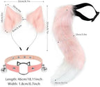 Furry Animal Cat Fox Tail Faux Fur Wolf Ear Headband Leather Neck Chocker Costume Set for Party Halloween Cosplay