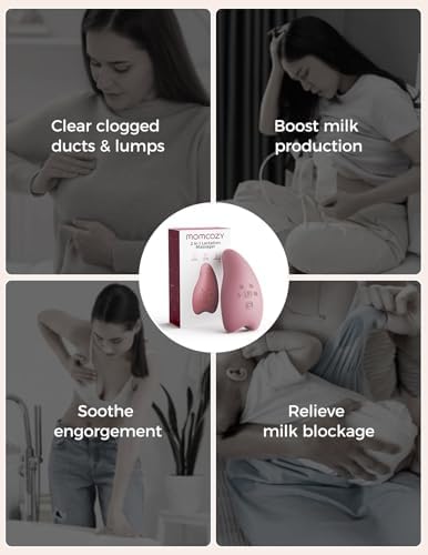 Momcozy A1Pro Lactation Massager, Deep Vibration & Rapid Heating for Clog Relief & Efficient Pumping, Breastfeeding Essentials with Memory Function & Fast Charging, for Postpartum Mom
