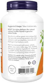 NOW Foods Supplements, Organic Spirulina 500 mg with Vitamins, Minerals and GLA (Gamma-Linolenic Acid), 500 Tablets