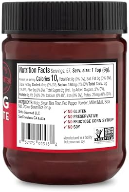 Sinto Gourmet Gochujang, Korean Red Hot Chili Paste, Sauce, Condiment, Gluten Free, No Added Sugar, Vegan, No Preservatives, non-GMO, No Soy, 10 oz :