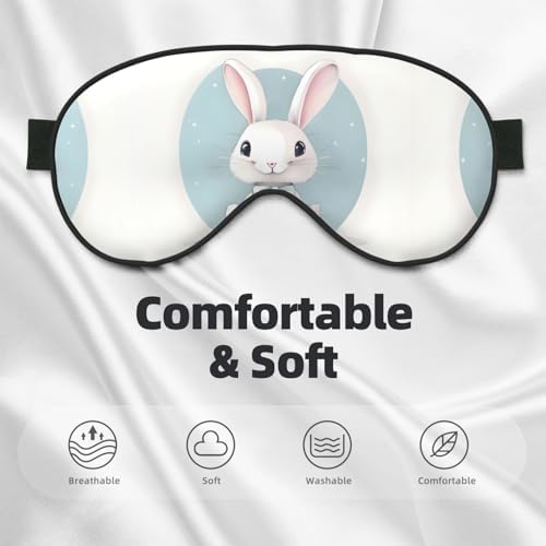 Cute White Rabbit Print Print Unisex Sleeping Eye Mask,Soft Comfortable Light-Blocking Eye Mask