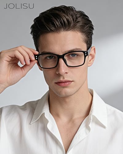 JOLISU Reading Glasses for Men - 5 Pack Classic Readers with Spring Hinge Black Frame, Blue Light Blocking Computer Glasses