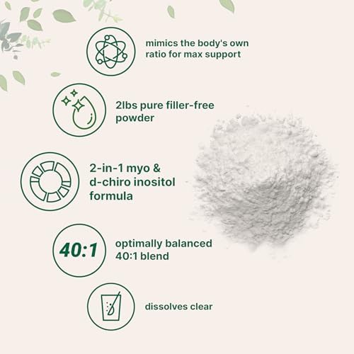 Micro Ingredients Myo-Inositol & D-Chiro Inositol Powder, 2lb (442 Servings) | 40:1 Ideal Ratio Inositol Supplement for Women | Supports Hormonal Balance & Ovarian Health | Non-GMO, Vegan, Filler-Free