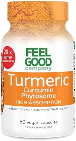 FeelGood Superfoods - Turmeric Curcumin Capsules - Ultra High Absorption - 60ct - 1000mg per Serving