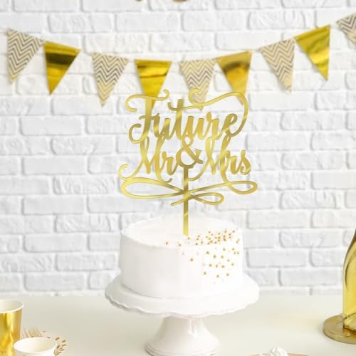 Future Mr and Mrs Cake Topper,Glitter Bridal Shower Cake Pick Decorations- for Wedding Engagement Theme Party Decoration,Bachelor Party Decorations Supplies (acrylic)
