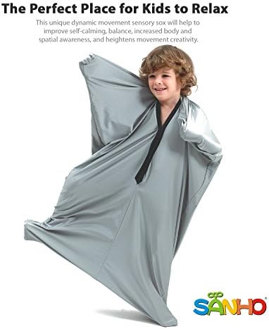 SANHO Sensory Sock Body Sock,Small,Perfect for Children with Sensory Processing Disorder,Updated Version,Silver