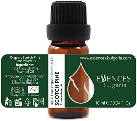 Organic Scotch Pine Essential Oil 1/3 Fl Oz (10ml) Pinus Sylvestris - 100% Pure Natural and Undiluted Therapeutic Grade for Aromatherapy Diffuser Humidifier Skin Care DIY Cosmetics