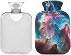 Wolf Nebula Background Hot Water Bottle with Soft Cover Feet and Bed Warmer Hot Water Bag for Hot and Cold Compress, 1L