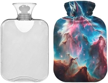Wolf Nebula Background Hot Water Bottle with Soft Cover Feet and Bed Warmer Hot Water Bag for Hot and Cold Compress, 1L
