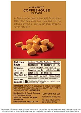 Torani Puremade Sauce, Caramel, 16.5 Ounces(Pack of 4)