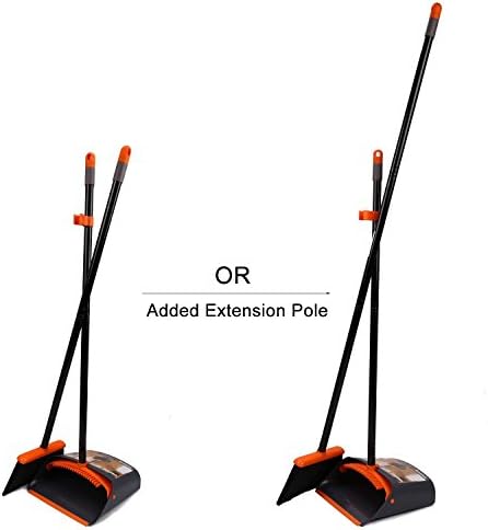 TreeLen Broom and Dustpan Set with 52" Long Handle for Home Kitchen Room Office Lobby Floor Use Upright Stand Up Stand Up Broom with Dustpan Combo
