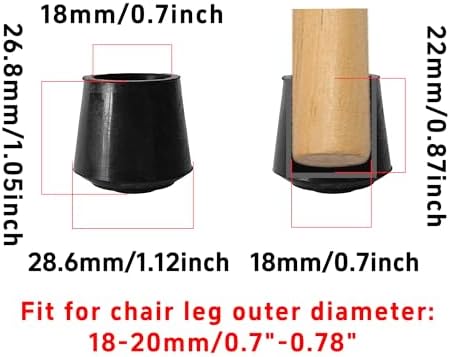 16Pcs 3/4 Inch Round Chair Leg Caps, Flexible Rubber Tips Cover Furniture Foot Protectors Floor Protection Non-Slip Table End Caps for Home Office, Black(Fit: 19mm to 20mm)