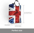 British Flag Sign 50l Collapsible Laundry Basket With Soft-Grip Handles -Foldable Clothes Hamper, Space-Saving Storage For Home, Dorm & Rv
