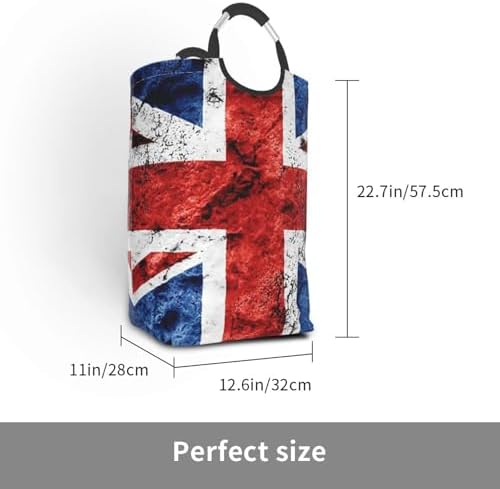 British Flag Sign 50l Collapsible Laundry Basket With Soft-Grip Handles -Foldable Clothes Hamper, Space-Saving Storage For Home, Dorm & Rv