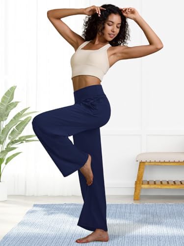 JEKAOYI Womens Wide Leg Yoga Pants High Waist Loose Stretch Casual Lounge Workout Gym Trousers with Pockets
