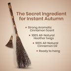 Cinnamon Brooms 36" and 6" - Cinnamon Broomstick Scented Combo - Mini Broom 6" & Large Broom 36" - Witches Broom Cinnamon Broomstick Decoration for Halloween - Mini Cinnamon Broomstick Scented Broom