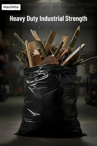95-96 Gallon Extra-Large Black Garbage Can Liners, Heavy-Duty Trash Bags, 50 Bags, 1.5 Mil Thick, Ideal for Commercial & Home Use