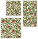 IHR Ideal Home Range Cocktail Napkins Disposable 3-Ply Paper Party Napkin Pack, 5" x 5", Holly, 20-Count