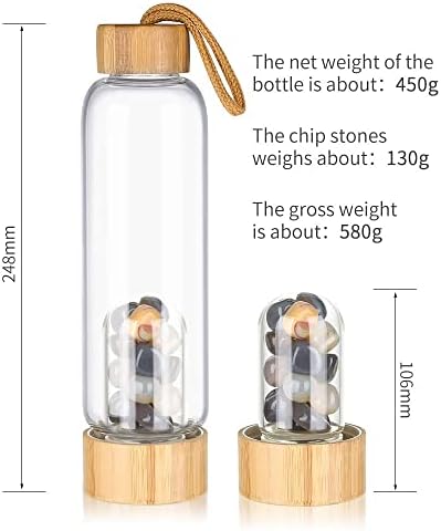 550 Ml Natural Crystal Water Bottle Reusable Crystal Water Bottlel Quartz Crystal Point Healing Elixir Point Reiki Crystal Energy Water Bottle Gem Infused Water Bottle