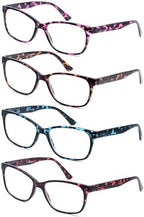 HEEYYOK 1.75 Reading Glasses for Womens Wide Ladies Reading glasses Large Women Readers tortoise Oversized Rectangular Comfort Spring Hinge 4 Pack