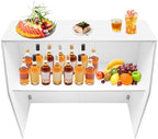 43''*48''*20'' Portable Event Bar, Folding Party Counter Mobile Drink Table 110lbs Load Capacity for Parties BBQs Catering and Outdoor Events(White with Aluminum Edge)