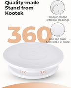 Kootek Cake Decorating Kit Baking Supplies Set Cake Turntable with 2 Frosting Straight Angled Spatula 3 Icing Smoother Scrapers Baking Accessories Tools for Beginners and Pros, White