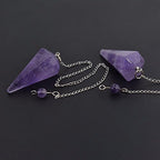 Justinstones Natural Amethyst Gemstone Rock Crystal Hexagonal Pointed Reiki Chakra Pendant Pendulum