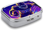 Neon Rugby Players Pill Box Small Pill Organizer with 2 Compartments and Mirror Portable Travel Metal Pillcase for Pocket Or Purse, Privacy-Protecting Medicine Box