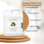 PUROLEO Cedarwood Essential Oil 32 Fl Oz/946 ML (Packed in Canada) 100% Pure & Natural Cedarwood Oil for Aromatherapy, Relaxation, and Skin Care - Cedarwood Oil for Diffuser