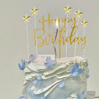 Set of 1 Gold Acrylic Happy birthday Cake Topper, Gold Star Birthday Cake Decoration Birthday Party Decoration Ideas for Children or Adults Various Cake Topper Supplies