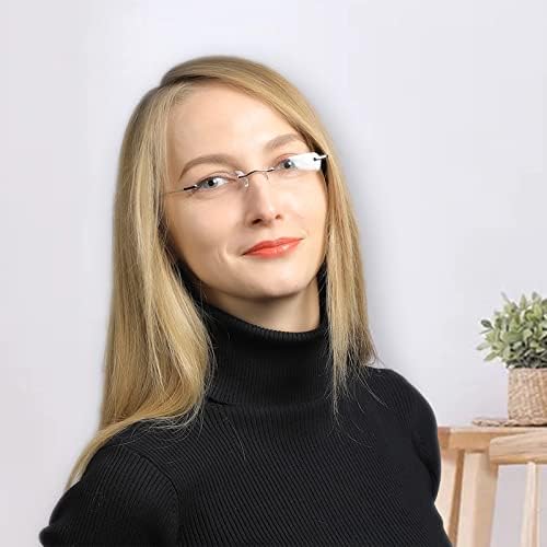 TERAISE Upgrade Lightweight Reading Glasses Frameless Readers clear lens for Men and Women w/Pen Clip Tube Case